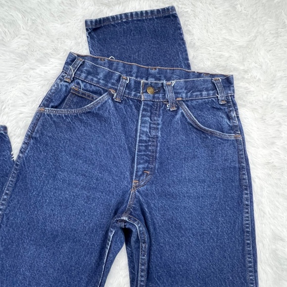 VINTAGE |•SADDLE KING•| Dark Wash Straight Leg Vintage Blue Jeans - Picture 8 of 14